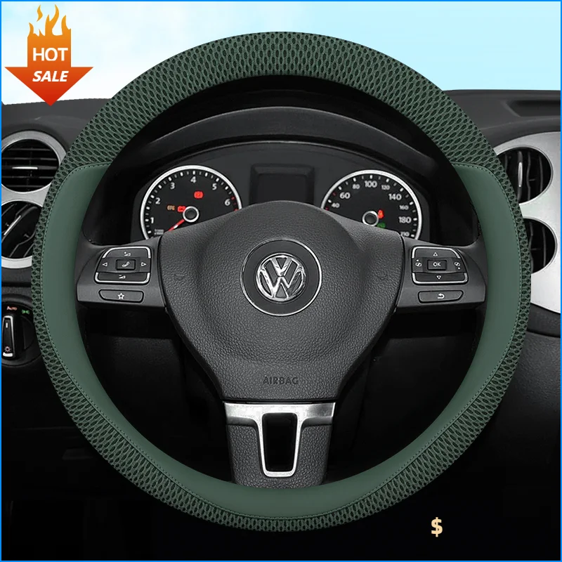 

Car Steering Wheel Cover for Volkswagen VW Caddy Passat Arteon Jetta Polo T-roc 2020 -2024 Non-slip 7Colors Auto Accessories