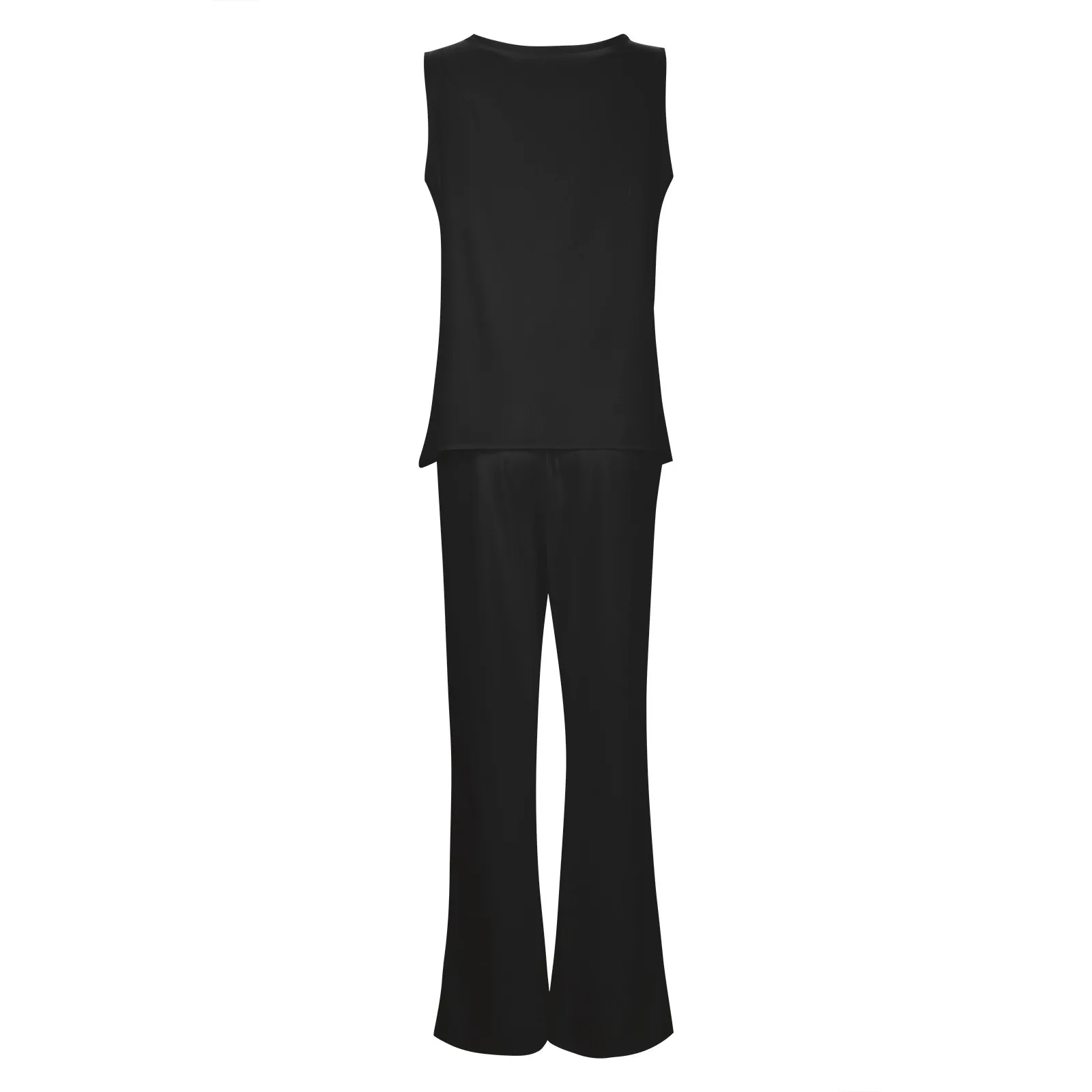 Completo estivo da donna in tinta unita allentato Casual 2 pezzi gilet top + pantaloni lunghi a gamba larga Boho Goliday Beach Office Outfit senza maniche