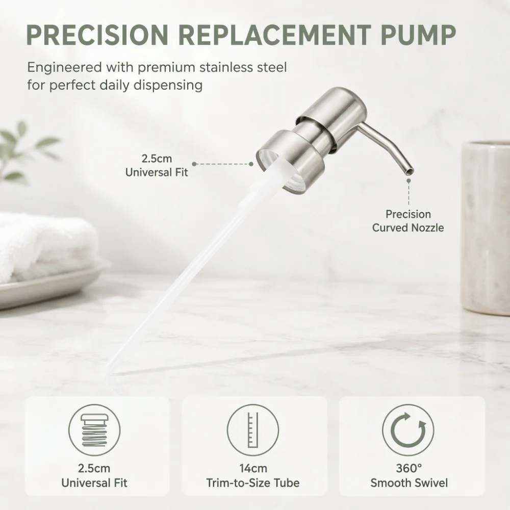 Stainless Steel Stainless Steel Pump 2.5cm Press Pump Replacement Head Rust Proof Soap Dispenser Pump Standard Bottles