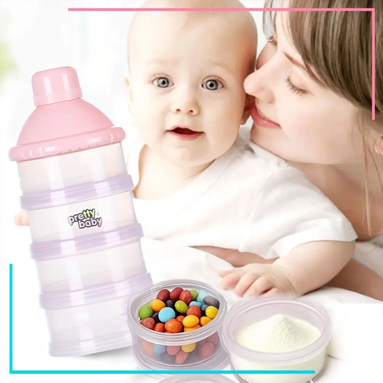 Scatola per latte in polvere multistrato trasparente staccabile a 4 strati, scatola per snack sigillata serie natalizia, scatola staccabile per latte in polvere per bambini