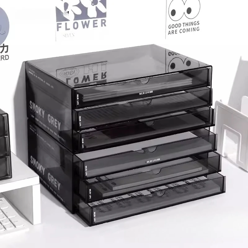 Stackable Clear Storage Drawers, Acrylic Organizer Box for Cosmetics, Desk File Cabinet,Ins Style Home Decor Organizer Shelf