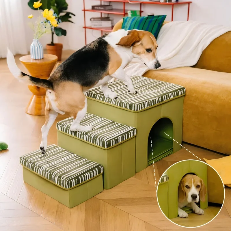 New Arrival Multifunctional Washable Pet Steps 3 Tier Modular Stackable Dog Stairs with Storage Box for Small Dogs Cats