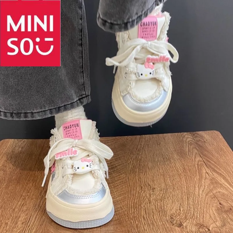 

Harajuku Women's Hello Kitty platform shoes Sanrio combination cartoon lace-up flat outdoor comfortable running sneakers tennis