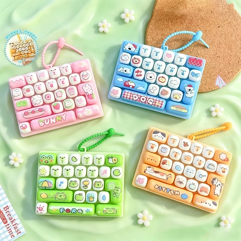 26Grid Keycap Clicker Anti Stress Fidget Keyboard Keychain' Decompression Button Cartoon'' Hand Relax Party Favor Gift 26구 키캡 키링