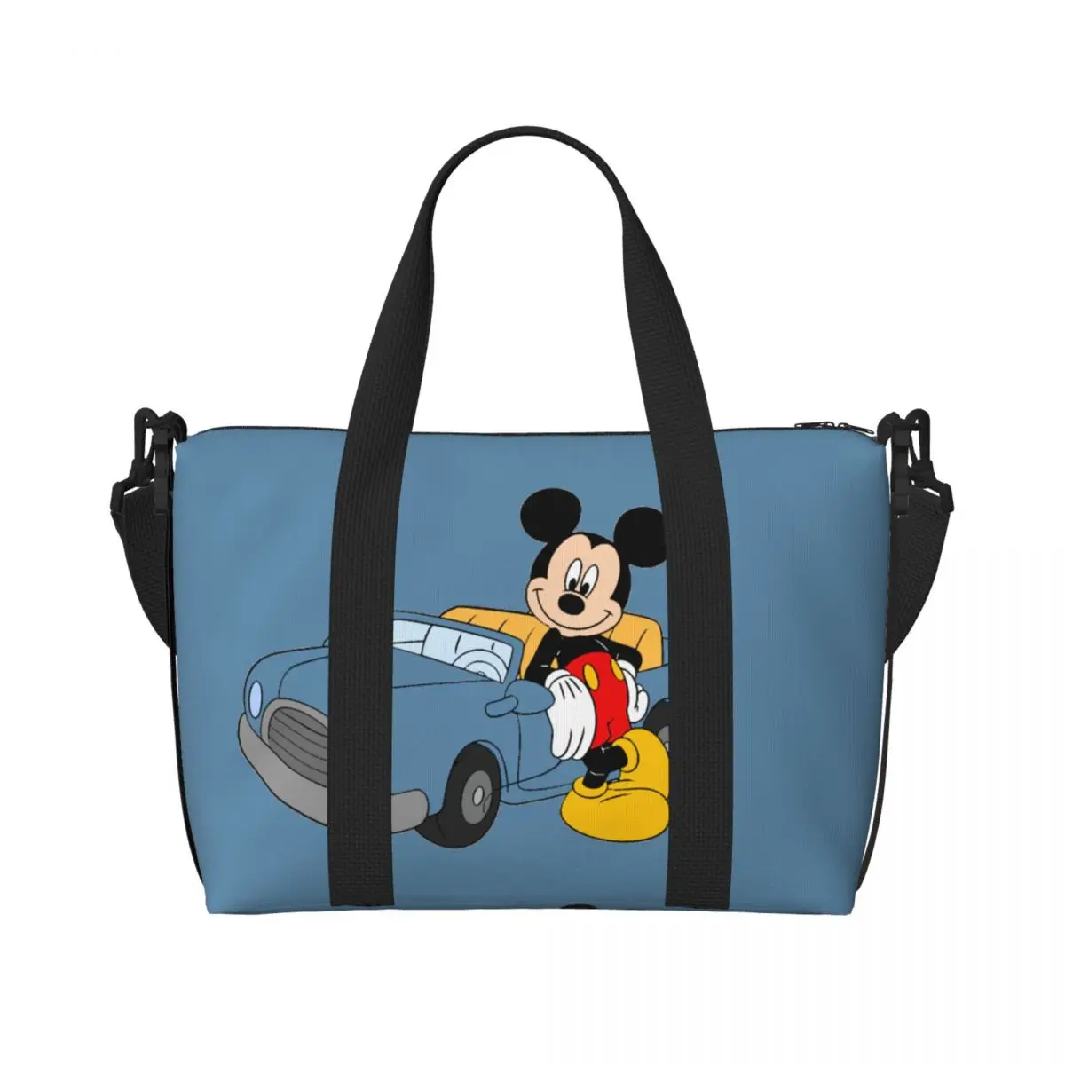 

Custom Large Mickey Mouse Car Cartoon Tote Bag for Women Shopper Shoulder Gym Beach Travel Bag