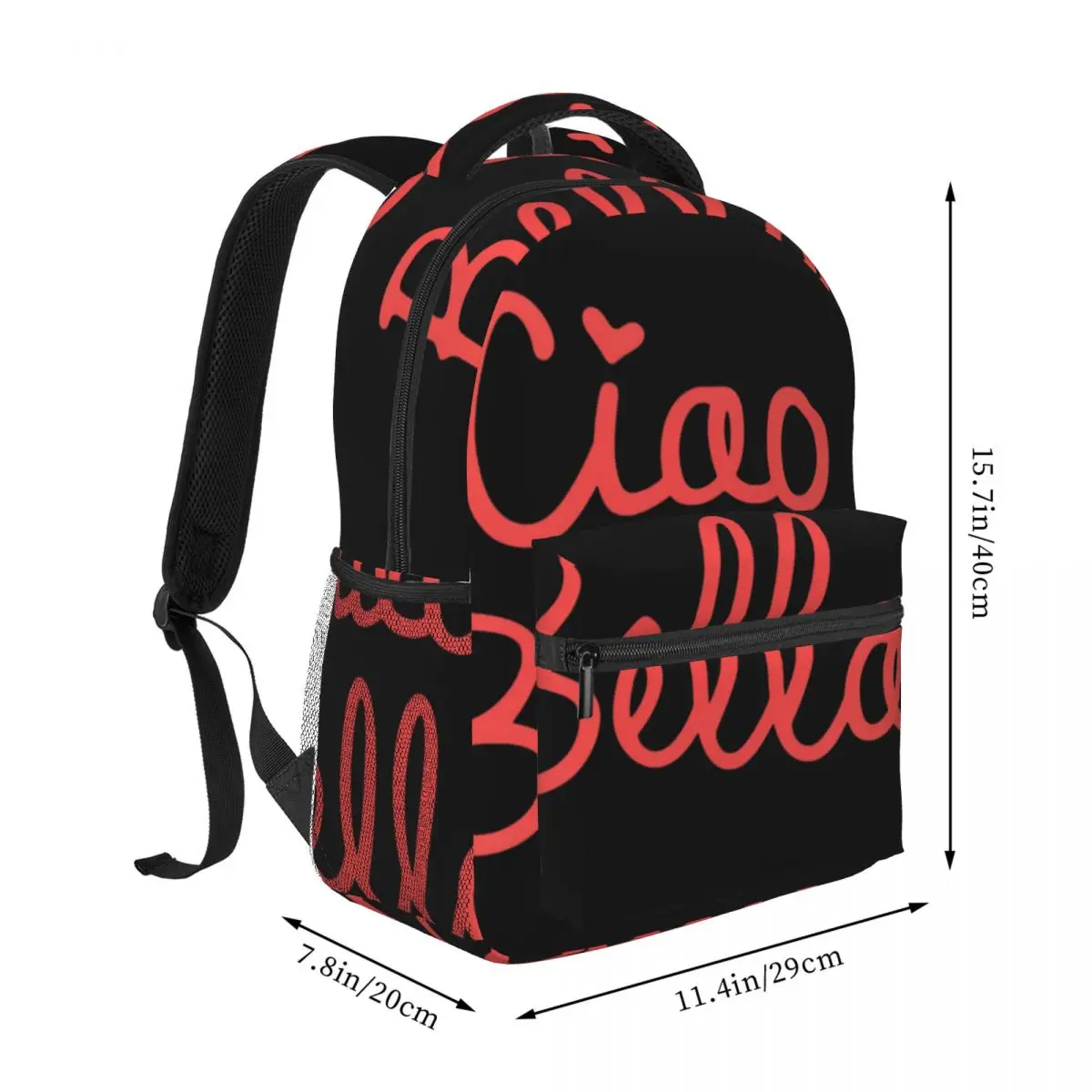 Teacher Style Work Backpack Center Ciao Bella Quote Italian Hand Lettering Red White Work Daypack for Teachers Nurses Students