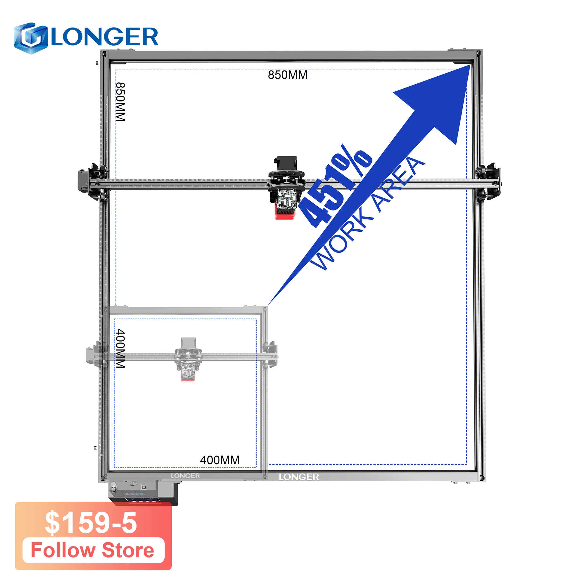 Längeres Verlängerung skit für längere Ray5 5W 10W 20W XY-Achse und Zubehör Gravur fläche wird auf 1/4 