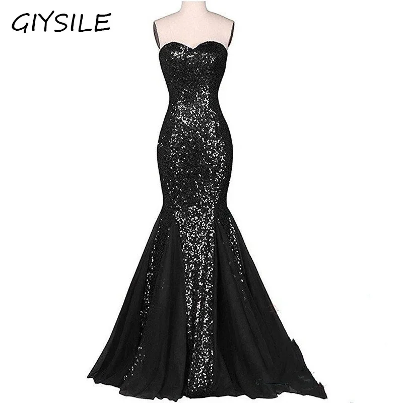 Sequin Mesh Fishtail Long Dress with A Strapless Multicolored Evening Dress Cultivate One's Moral Character Dress for Women