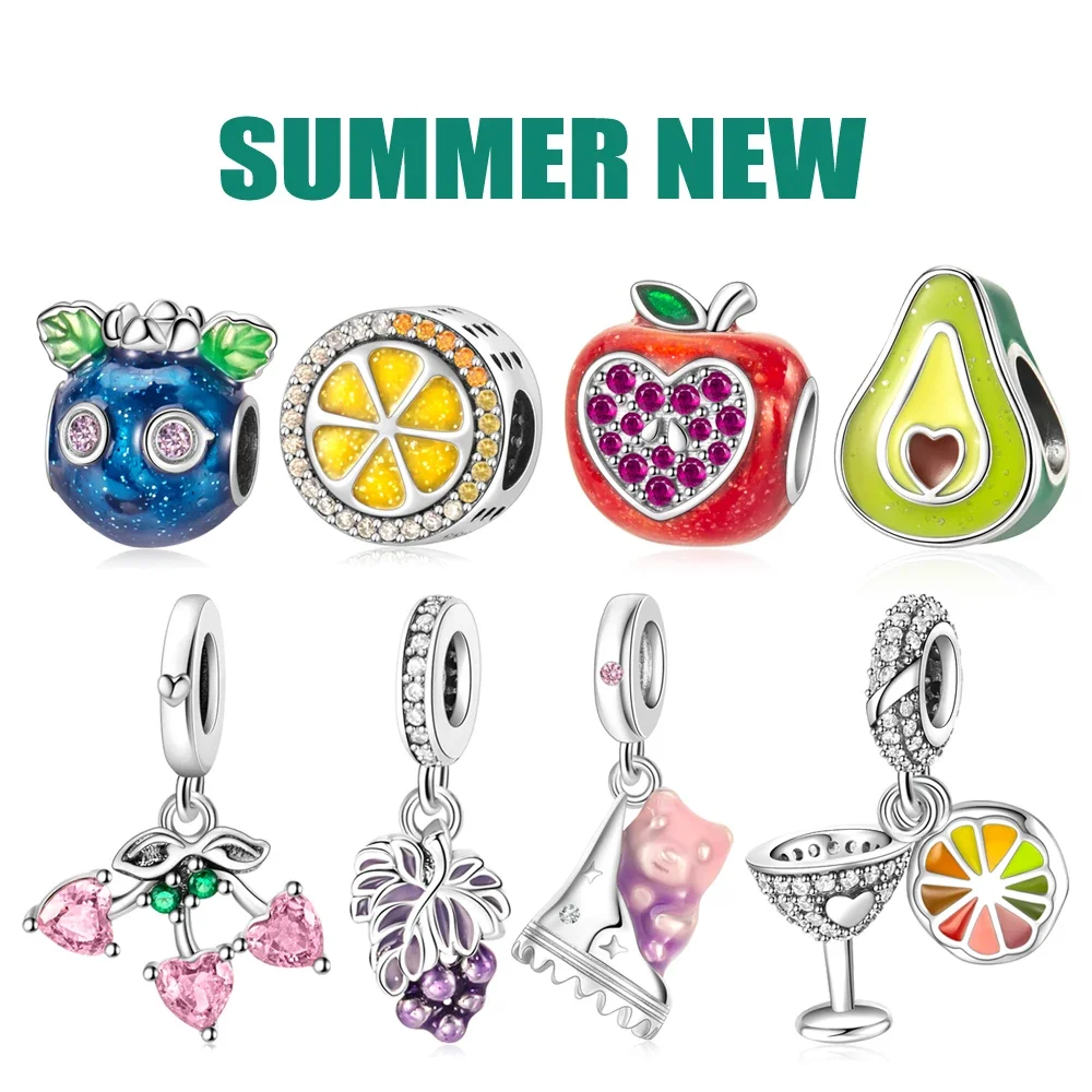 

Blueberry, Lemon & Avocado Gummibear Charm Fit Pan Charms Bracelet Necklace DIY Women 2025 Summer Fruit Series Jewelry Gift