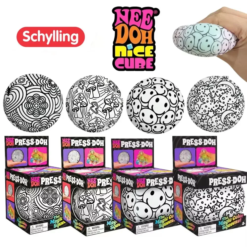 Needoh Press-Doh Color Changing Squeeze Fidget Ball Toy Smiley Squishy Ball Gift for Kids Stress Relief Fidget Toy Birthday