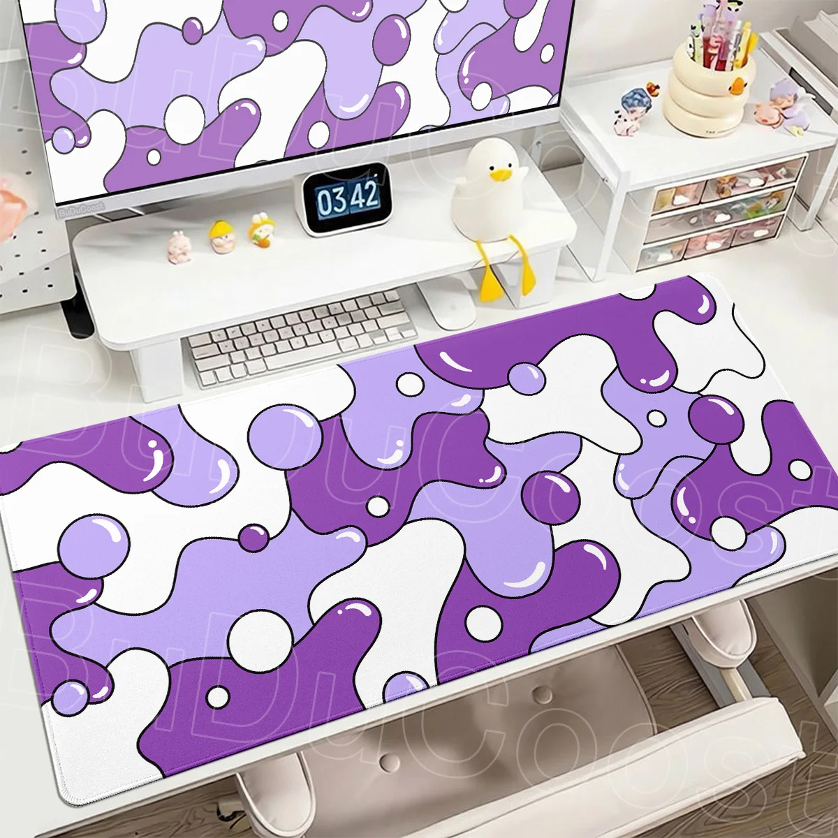 XXL Orange Grey White Strata Liquid Mouse Pad Laptop HD Anime Keyboard Mouse Mat with Suture Edge 90x40cm Office Carpet Washable