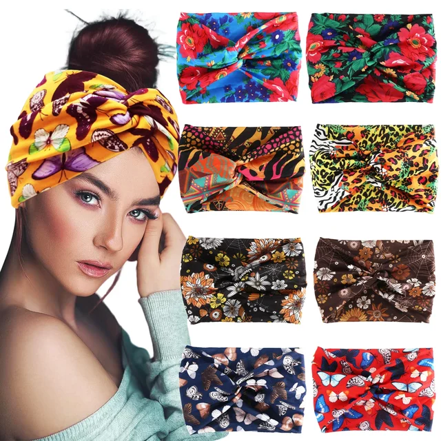 Drukowana szeroka elastyczna opaska na głowę Pilates joga bieganie jazda na rowerze opaska do włosów Turban makijaż obręcz do włosów makijaż Headwrap dla kobiet dziewczyna