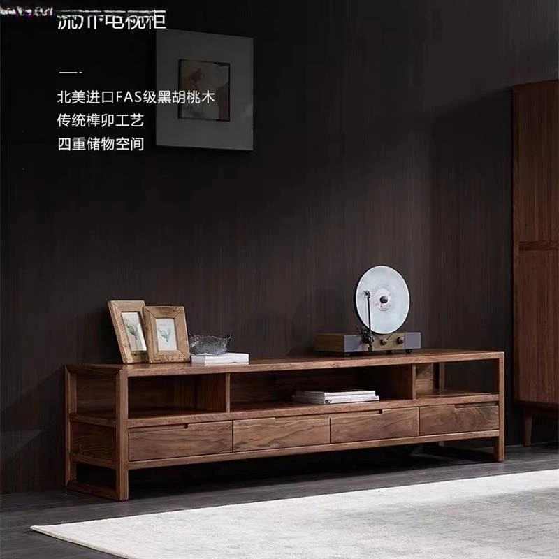 

Customizable Solid Wood TV Cabinet Household TV Cabinet North American Black Walnut Simple Floor Cabinet