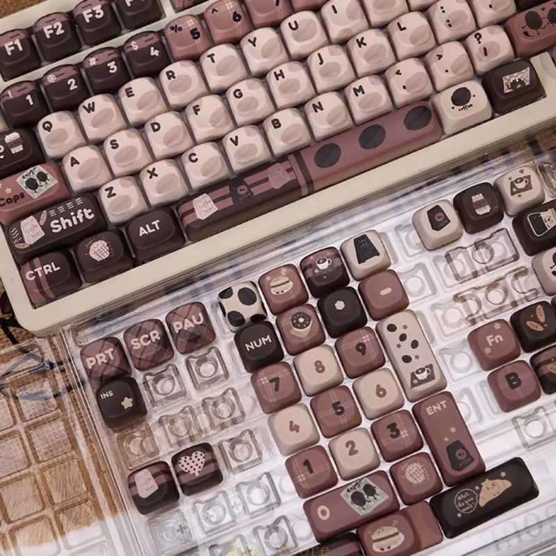 LX0B الفريد من نوع Cartoon Beans موضوع Keycap Set 131 Keys PBT MOA ارتفاع