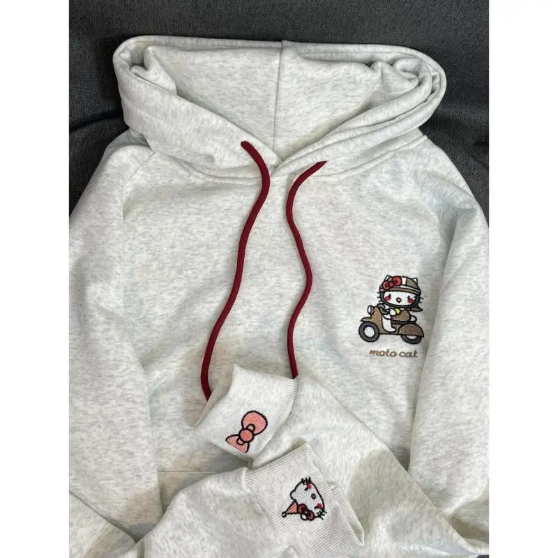

Sanrio Hoodie Y2K Women's Sweatshirt Cute Kawaii Hello Kitty Pattern Women's Korean Style Autumn and Winter New Warm Loose Top