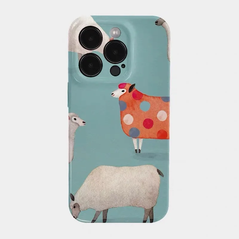 

INS Green Colored Sheep Phone Case for IPHONE 17 Air 16E 15 PROMAX 14 Plus 13 12 MINI 11 PRO 16Plus XR XS SE Acrylic Phone Cover