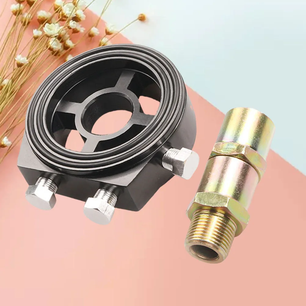 

2Pcs Oil Pressure Gauge Sandwich Plate Adapter Aluminum Cooling Filter for Car Oil Cooler Kit Black Easy Installation