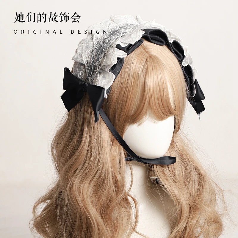 Fascia per capelli con fiocco dolce Lolita Accessori per capelli quotidiani Fascia per capelli Lolita Kawaii Fascia per cosplay anime carina Loli Maid