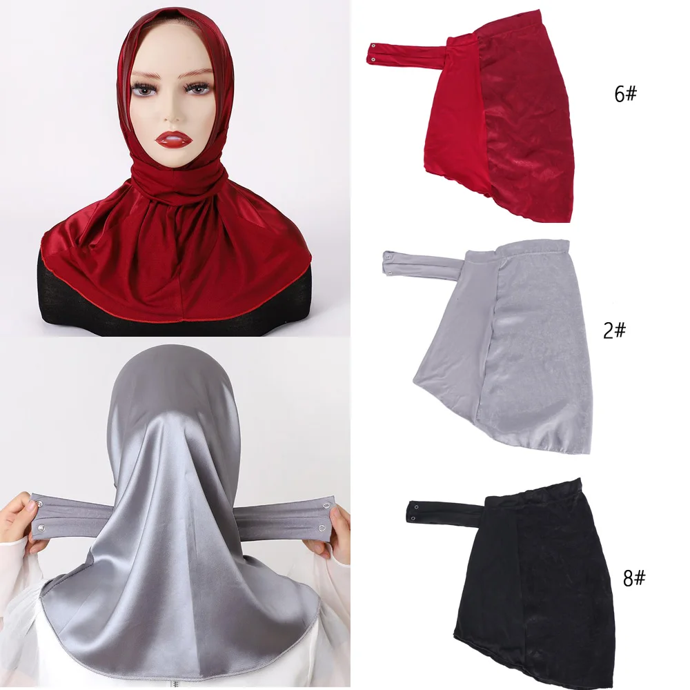 

Мусульманский женский мгновенный хиджаб с пуговицами, комплект из 3 предметов: нижняя шапочка, исламский боннет, тюрбан, полностью закрывающий шею, шарф-хиджаб