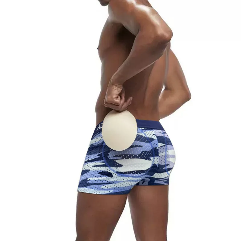 

Sexy Mens Padded Underwear Mesh Boxer Buttocks Lifter Enlarge Butt Push Up Pad Underpants Pouch Panties Camouflage Breathable