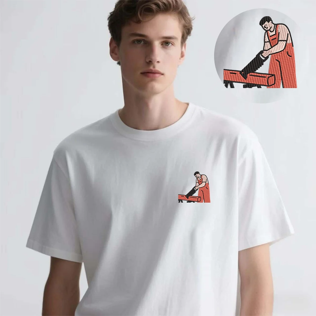 

Dexterous Men Women T-Shirt Y2K Embroidery Work Luxury Cotton Top Tees Soft Embroideried Woodworker Art Weekends Trendy T-Shirts