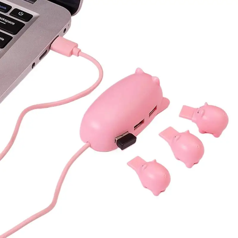 Animal Shaped USB Hub Swine Laptop Adapter Multiport 3 Port USB Adapter Hub USB Splitter With 3 Hog Decoration Lids For Laptop