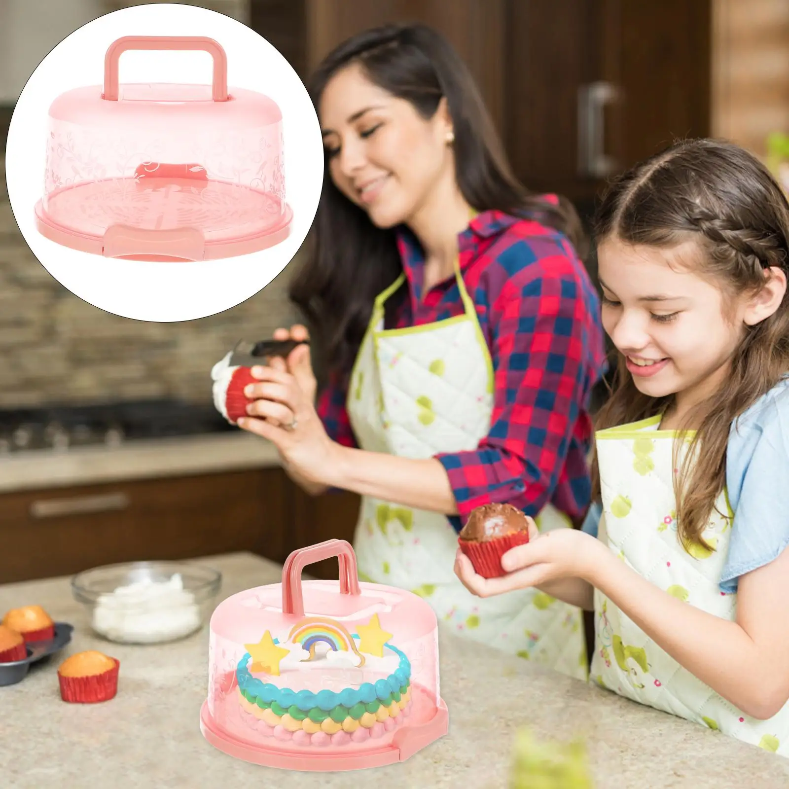

Portable Cake Box Containers Blue PP Material Sealing Buckle Lightweight Food Packaging Boxes Dessert Storage Round Carrier