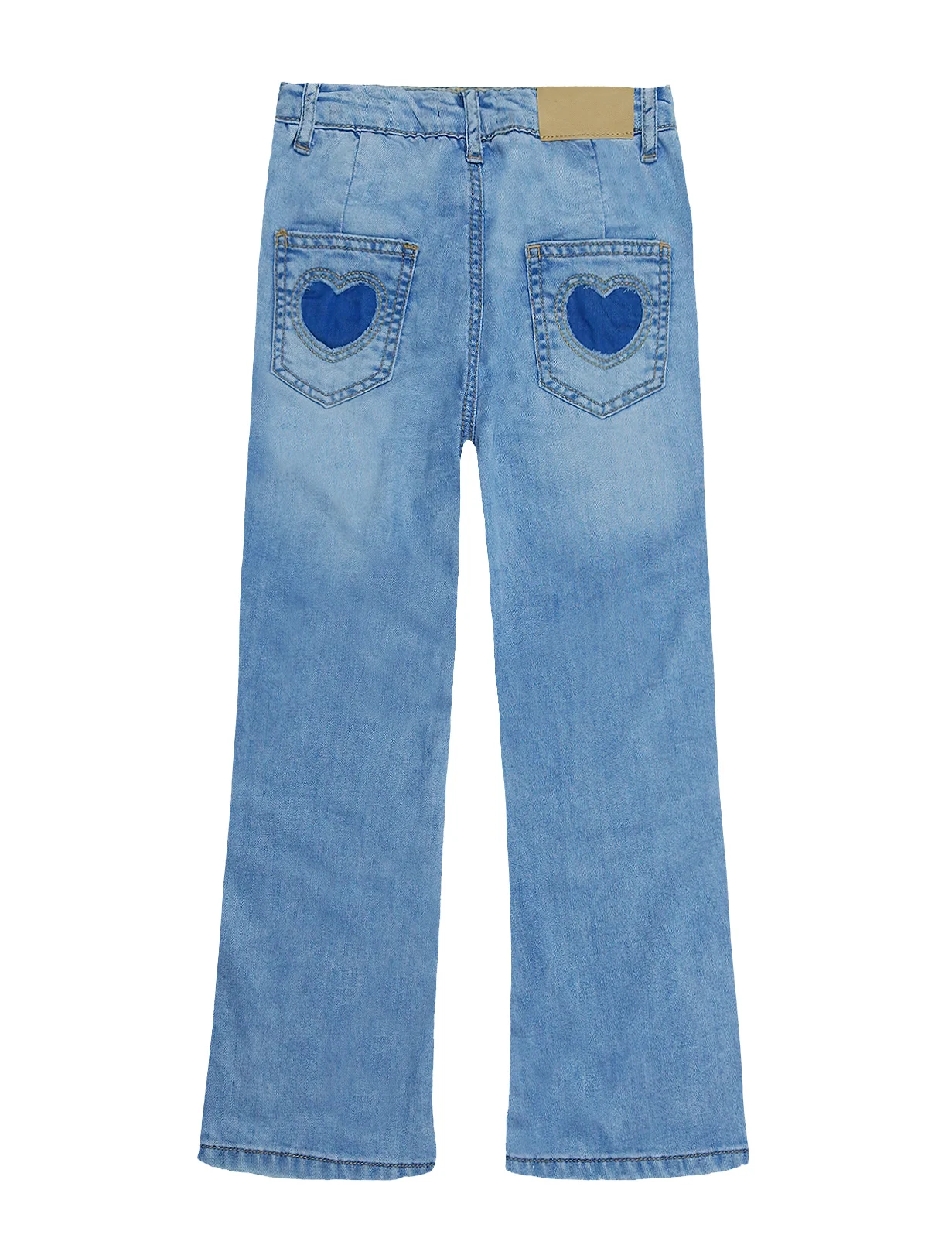 KIDSCOOL SPACE Kid Girl Boy,Elastic Band Inside Ripped Denim Wide-Leg Jeans Pants