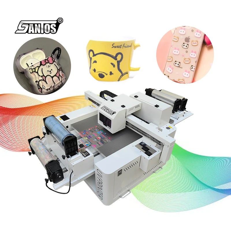 60*90cm UV flatbed printer A1 Glass Acrylic Ceramic Metal All Materials Inkjet Transfer 2 In 1 Roll UV DTF printer