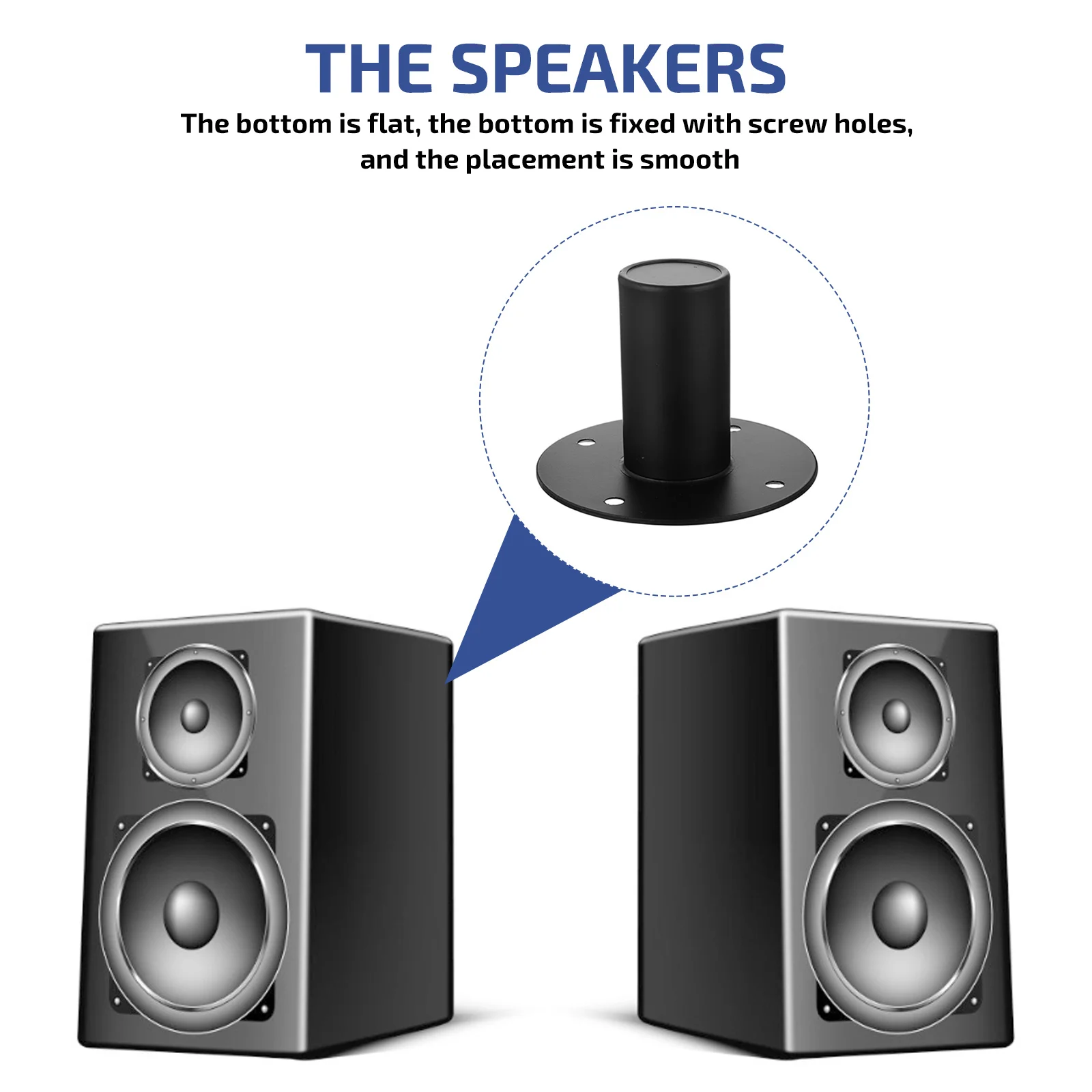 

1 pc Stage Box Iron Base Sturdy Speaker Stand Mount Replacement Metal Bracket Flat Bottom Screw Holes Stable