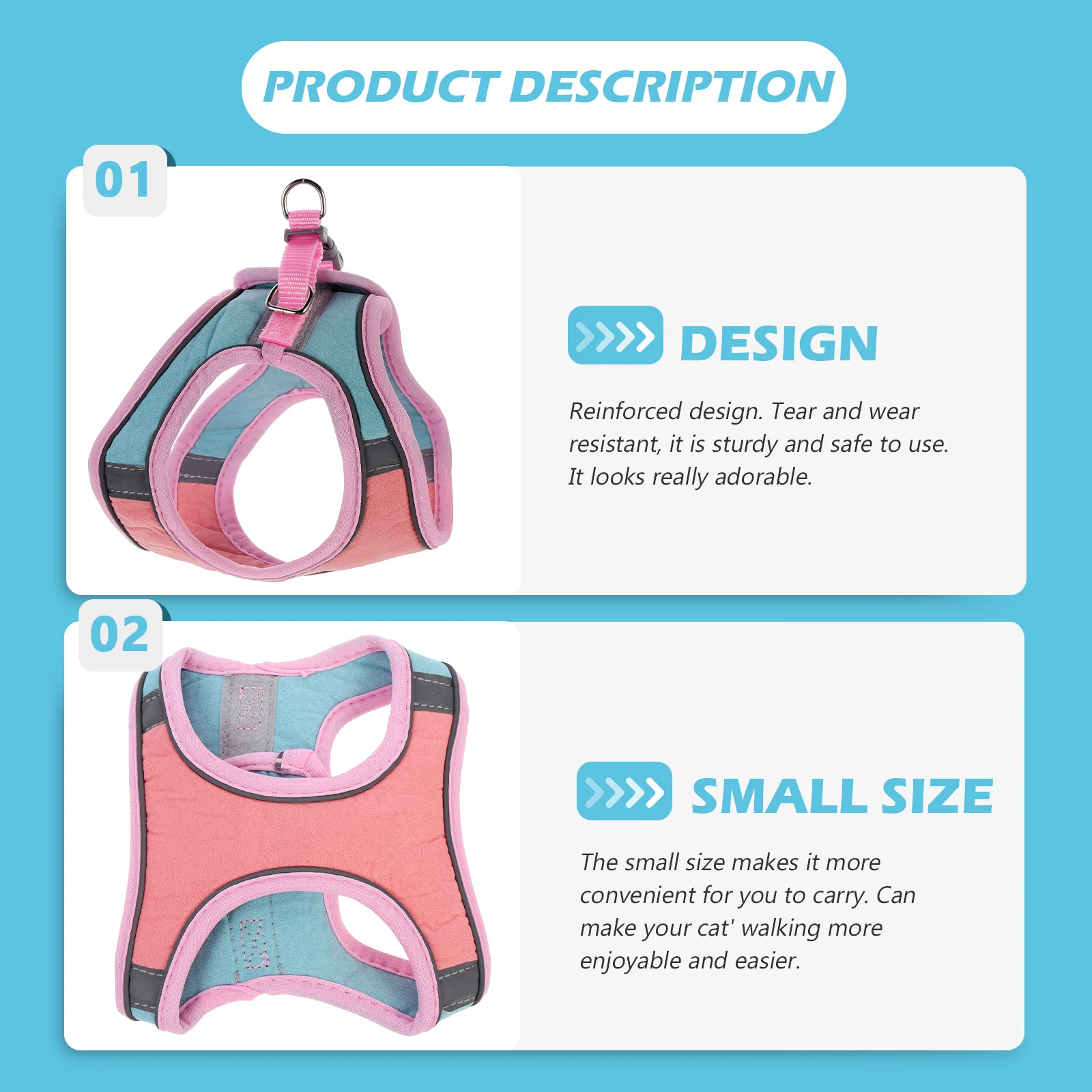 

1 set 1 Set Cat Night Reflective Vest Kitten Outdoor Walking Rope Puppy Lovely Leash Pocket Size Adjustable Chest Strap Pet