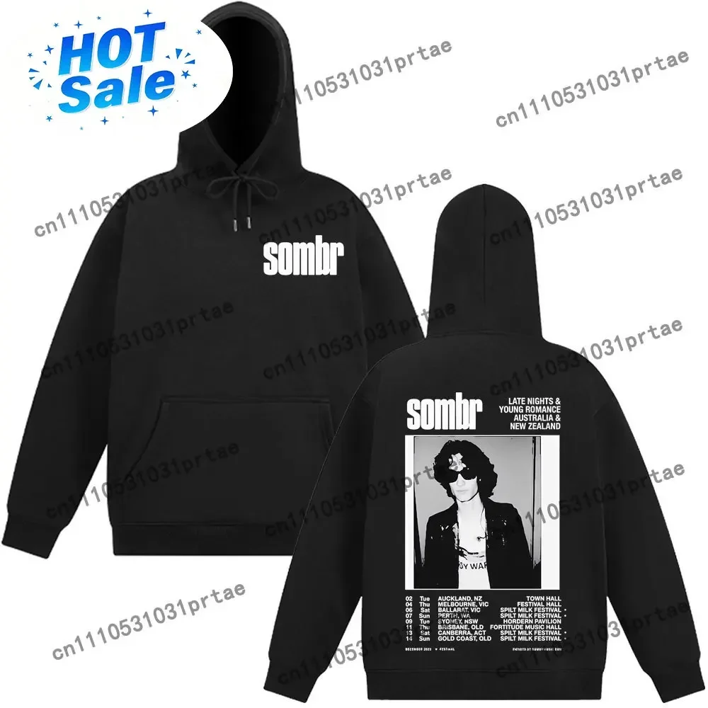 Sombr Merch Live  Tour Gothic Punk Vintage Hoodies Men Women Loose Casual Hooded Sweatshirts High Quality Hip Hop Tracksuit blac