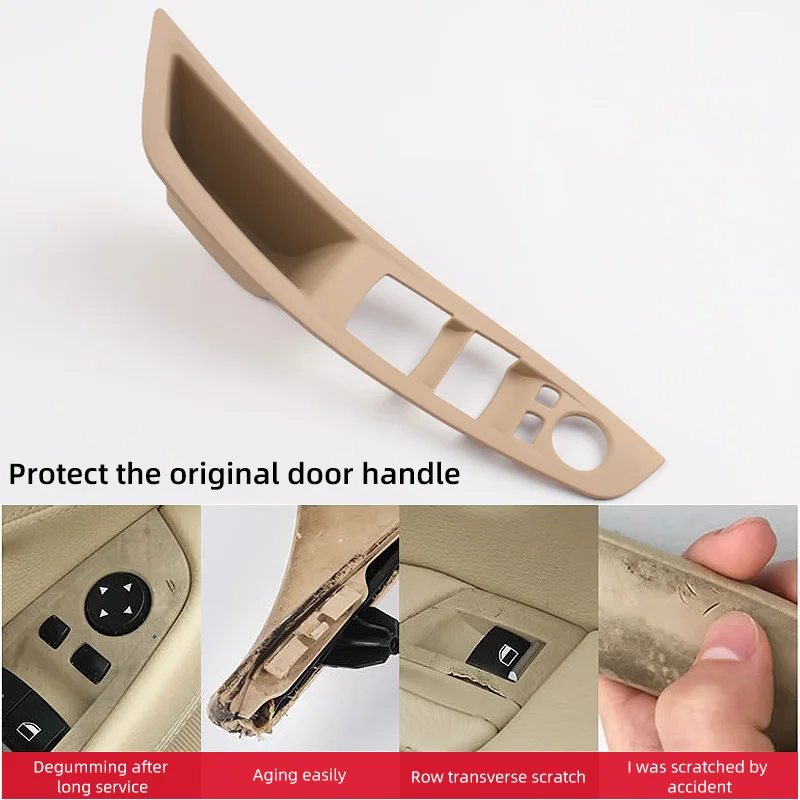 Cubierta embellecedora de Panel de manija Interior de puerta de coche, pegatinas protectoras de fibra de carbono LHD para BMW serie 5 F10 2011-2017