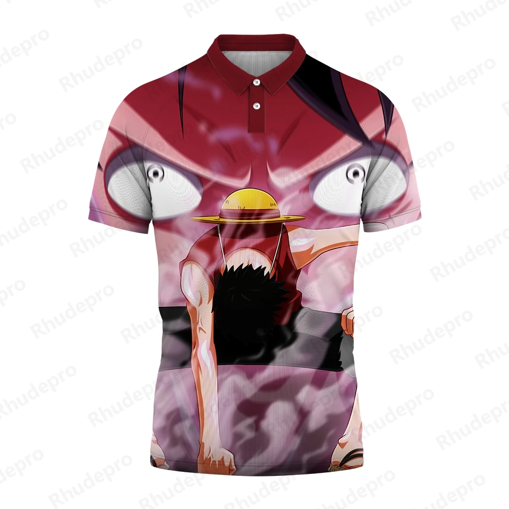 One Piece Men's polo shirt Tops Monkey D Luffy Streetwear Harajuku Style Gift Short Sleeve Cosplay Anime Clothes Fashion 5XL