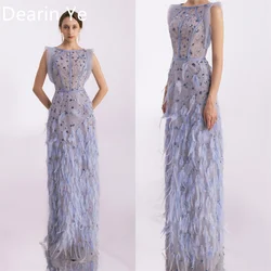 Customized Formal Gown Dearin Scoop Neckline Column Floor Length Skirts Tulle Bespoke Occasion Dresses Prom Saudi Arabia Evening