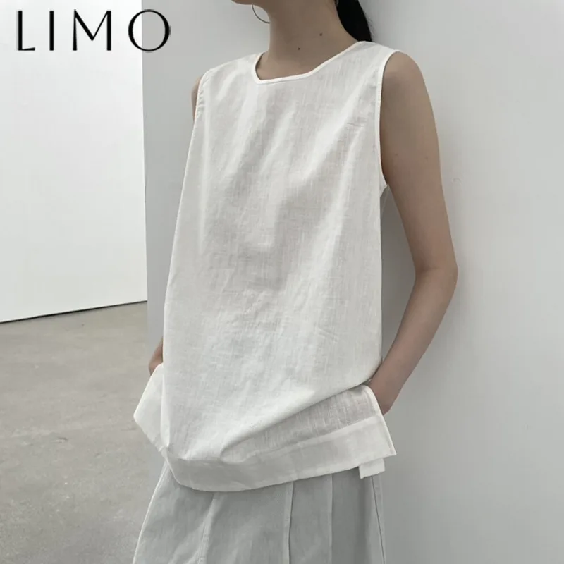 

LIMO Women's Linen Square Neck Backless Vest Top Elegant Luxury Minimalist Solid Color Premium Spring Summer Fashion 2025