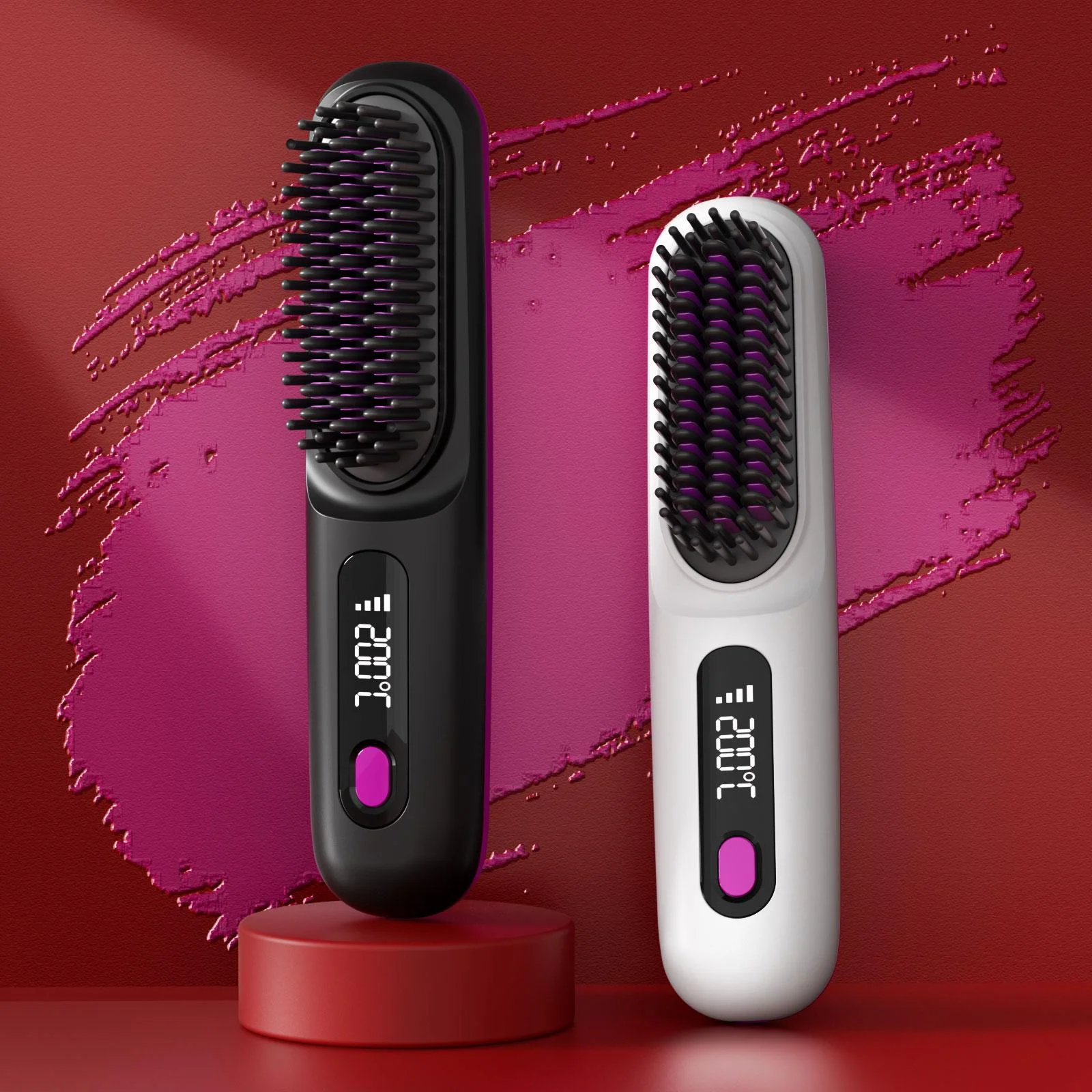 

Portable Negative Ion Hot Comb Long Battery Life with USB Rechargeable Feature Fast Heating 3 Temp Settings Anti-Scald