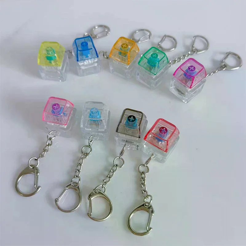 1Keys Color Clear LED Mechanical Keyboard Keychain Toy Stress Relief DIY Button Finger Keyboard Caps Toy Key Switch Shaft Tester