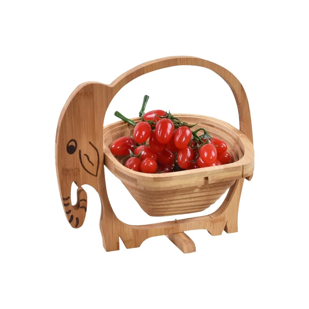 Multi-functional Folding Fruit Shaped Basket Dolphin Shape Heat Resistant Mat Bamboo Snacks Bowl Stable Base Eco-friendly