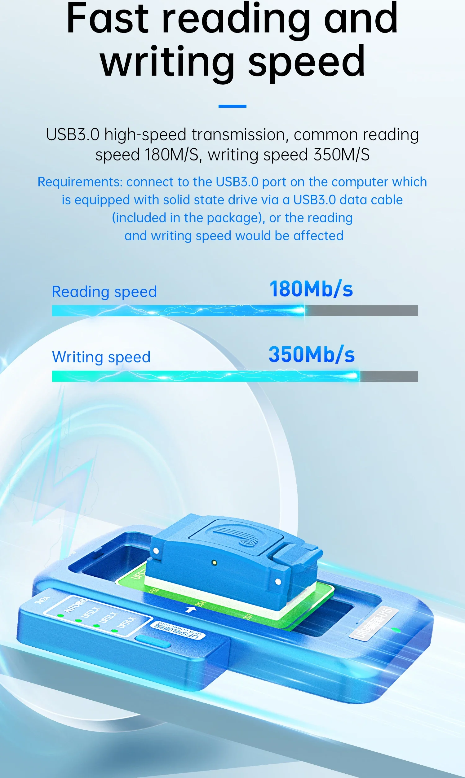 JC 3in1 UFS Programmer U15 Box For BGA153 BGA254 BGA297 UFS2.X 3.X 4.X NAND IC Chips Automatically Identify Read And Write Tool