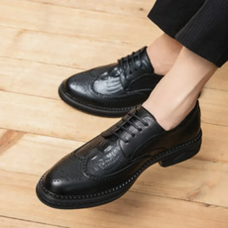 Chaussures Oxford décontractées pour hommes, chaussures de bureau classiques, noir, fête, mariage, luxe