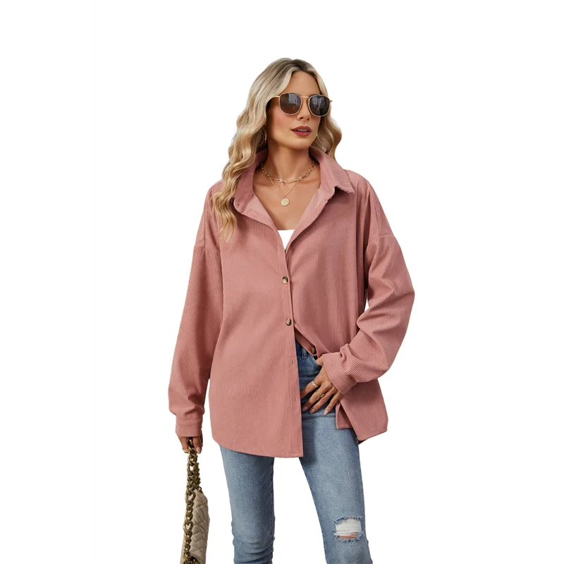 

【SEE】Женские рубашки вафельного трикотажа на пуговицах, нарядные повседневные рабочие топы, свободные рубашки с длинными рукавами