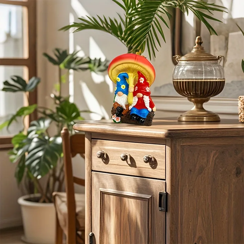 Dwarf Statue Ornaments Mushroom Couple Dwarf Garden Courtyard Decorations Resin Ornaments Garden Yard Terrace Decor