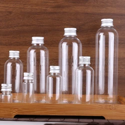 50,100 or 200pcs/lot Plastic Aluminum Cap Bottle Traval Empty Vial Sample Bottles Transparent Container