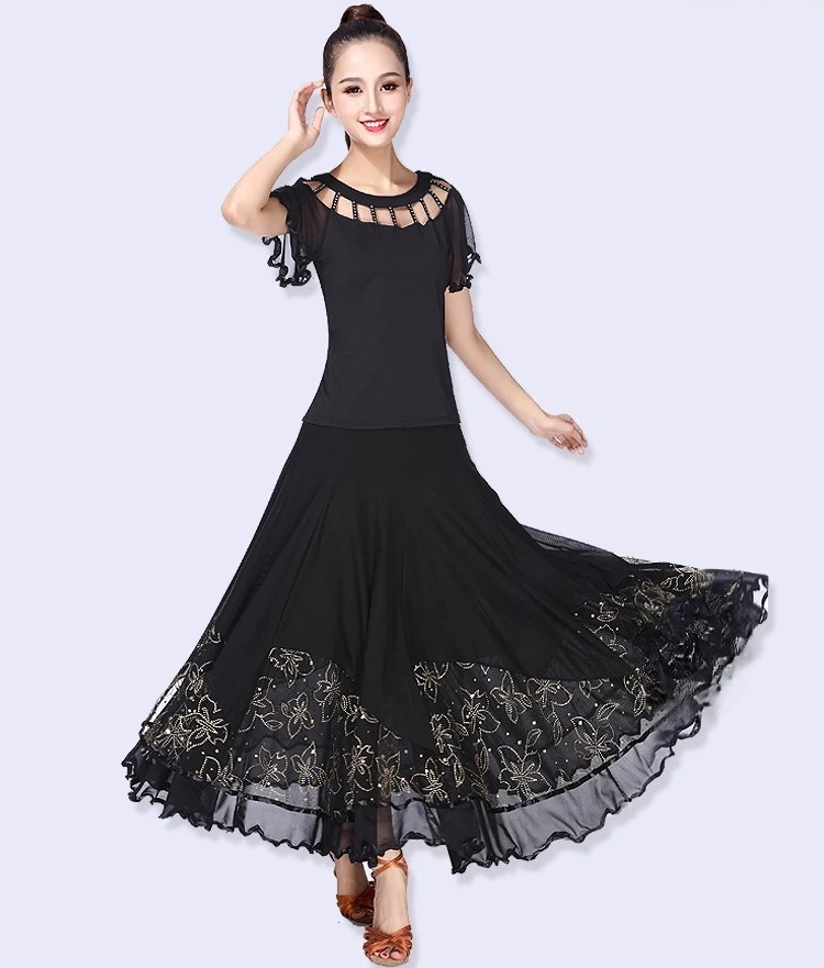 Conjunto de falda grande personalizada para danza moderna de jazz para mujer, traje de competición profesional para actuación de baile de salón, vals, tango
