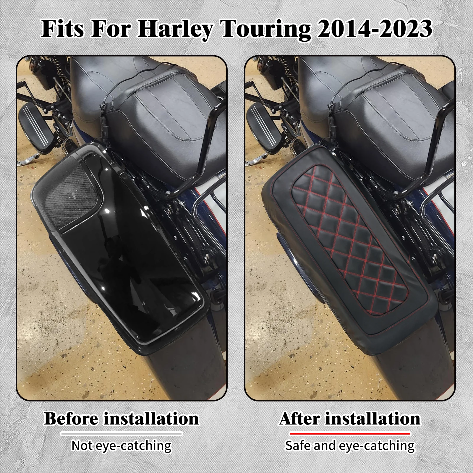 Motorcycle Hard Saddlebag Lid Cover Hard Side Bag Waterproof for Harley Road King Street Glide CVO Electra Glide FLHR 14-2024