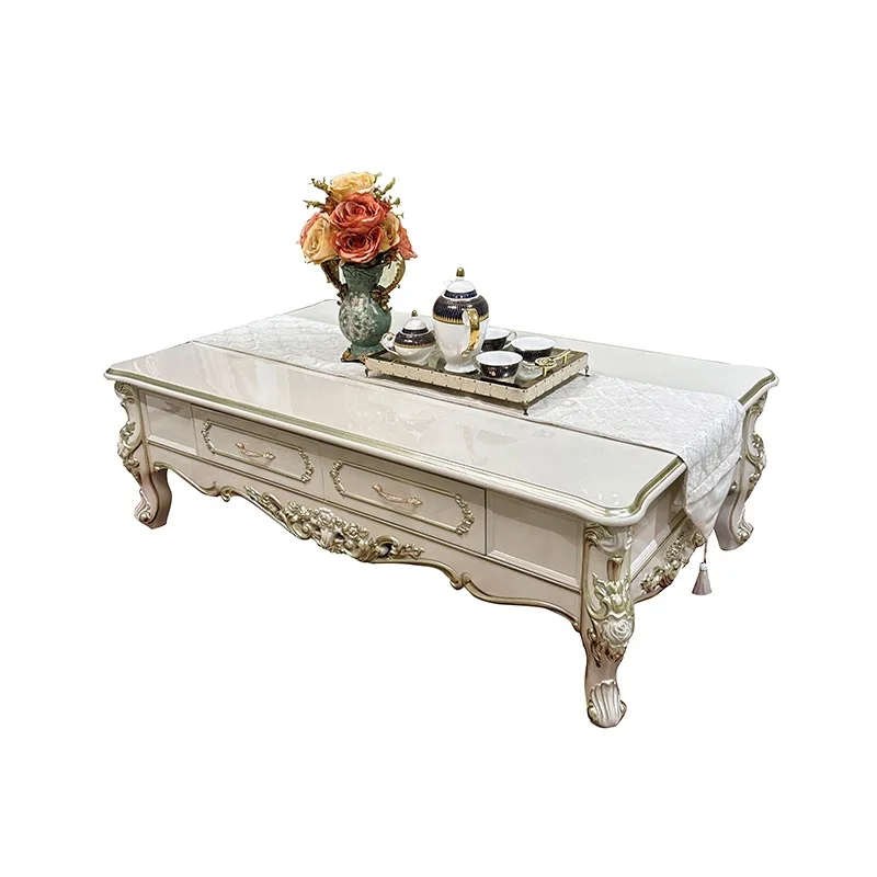 Coffee Table Solid Wood Retro Light Luxury for Living Room for Small Apartment Sturdy Construction, Living Room Center Table