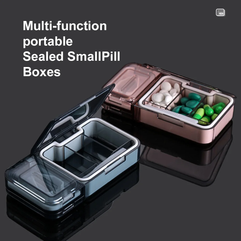 Portable Multi-Function Sealed Medicine Box Cutter 3-In-1 Home Use 3 Compartment Large Capacity Medicine Box Grinder Pill Cutter