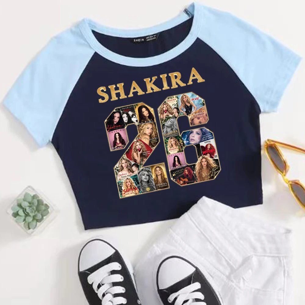 Shakira Las Mujeres Facturan World Tour 2026 Crop Raglan Tee Shakira Streetwear Crop Tee