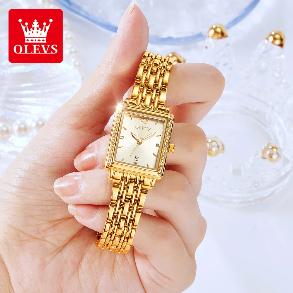 OLEVS 9995 ساعة كوارتز نسائية أنيقة فاخرة الماس هدية المرأة تاريخ تلقائي مقاوم للماء ساعة مضيئة Relojes Para Mujer